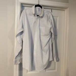 Brooks Brothers White Shirt with Blue Windowpane Check